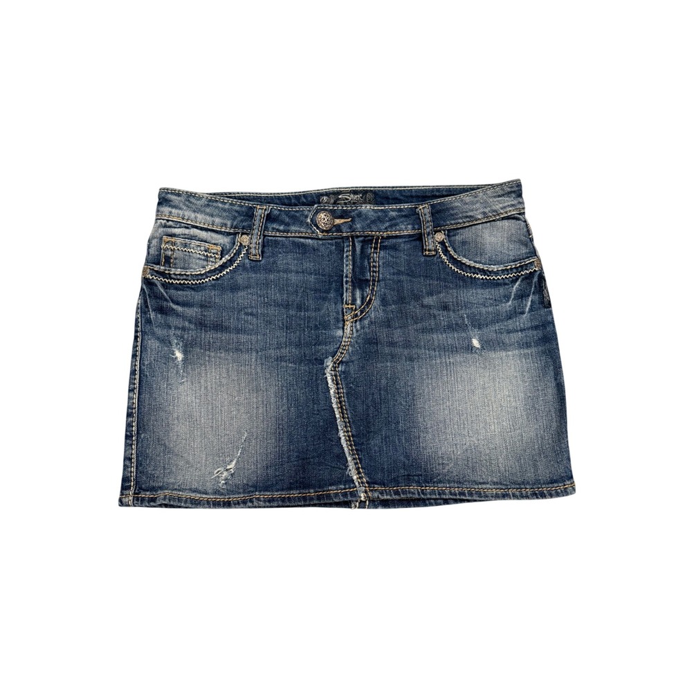 Y2K Low Rise Silver Jeans Co Ravi Denim Mini Skirt‎
